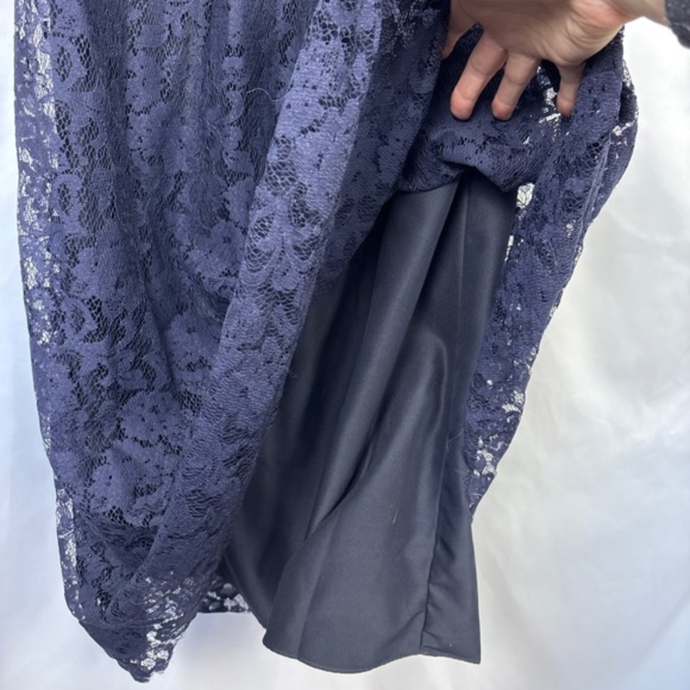 Amsale Dress Women's Size 8 Navy Blue Lace Floor Length Classic Formal‎ Gown - Picture 11 of 16